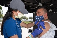 A Veteran getting his flu shot at a VA Facility 