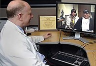 Veteran having a video visit with a doctor