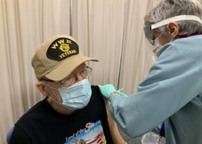 A Veteran receiving his COVID-19 vaccination 