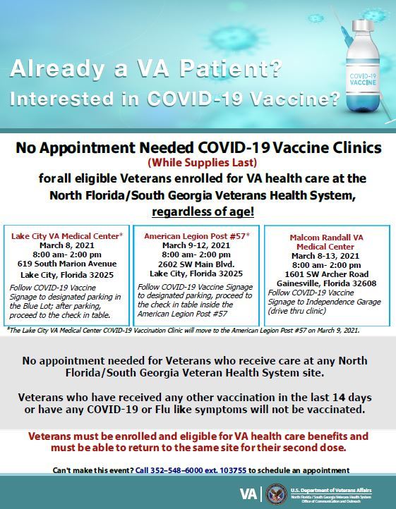 No Appointment Needed COVID-19 Vaccine Clinics (Lake City and Malcom ...