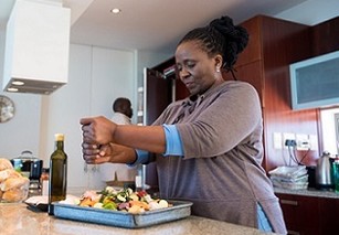 A Veteran preparing a healthy meal