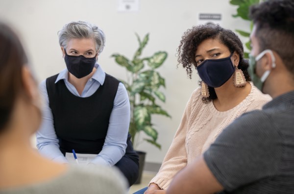 A group shares during counseling session