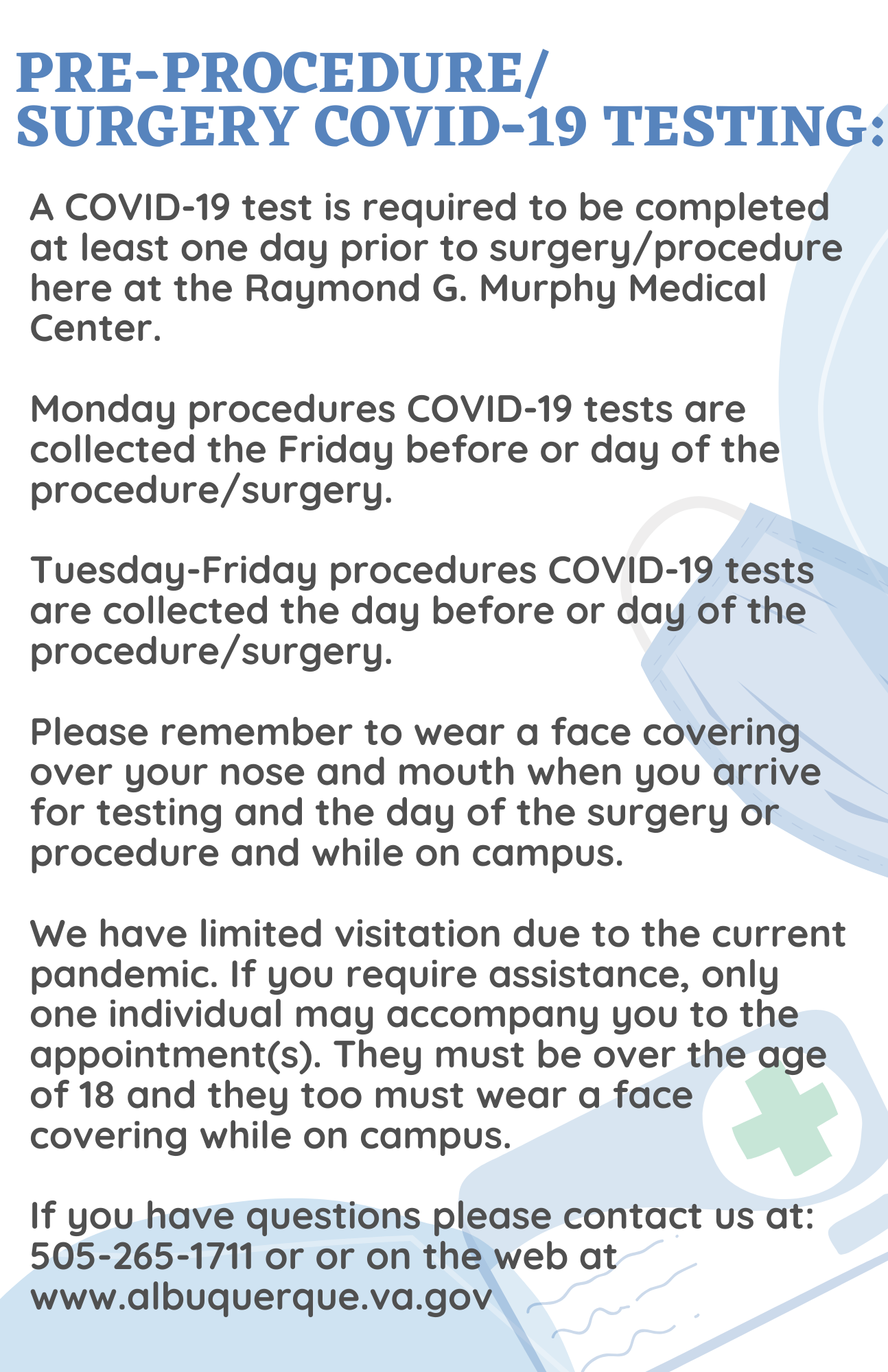 pre-procedure/surgery COVID-19 testing