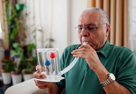 A Veteran measuring his lung capacity 