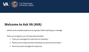 screenshot of Ask VA portal