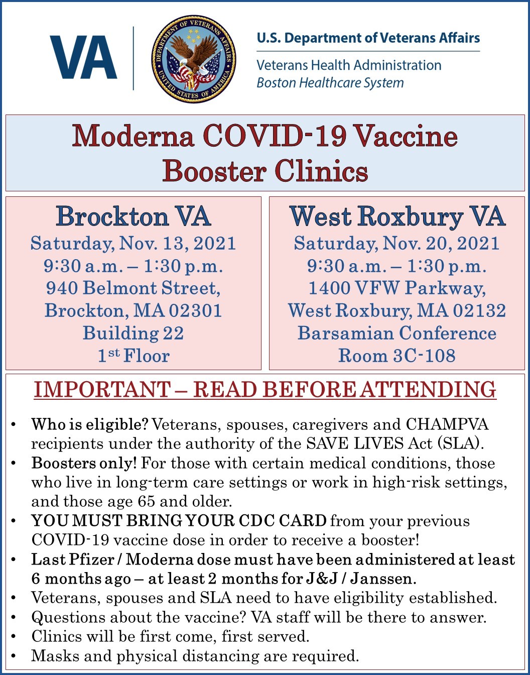 Saturday Veteran Booster Clinics
