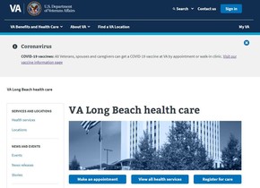 Screenshot of new VA Long Beach homepage