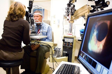 A man at a vision appointment