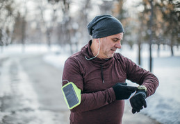 A Veteran exercising in cold weather