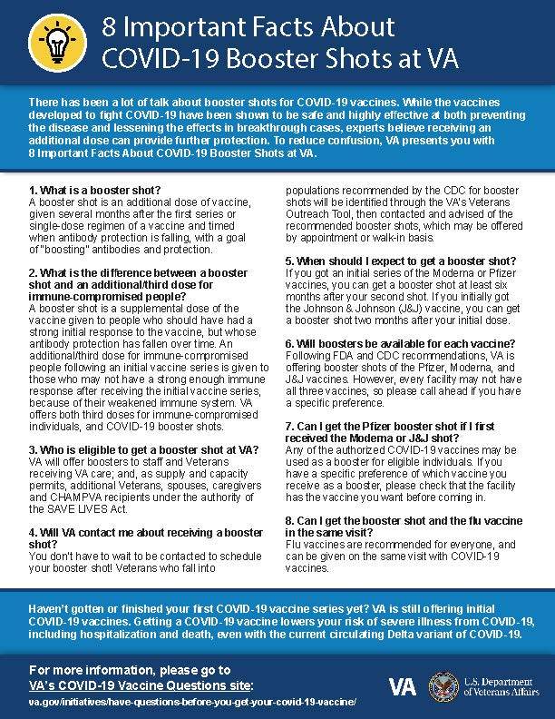 Important Facts about COVID-19 Booster shots at VA