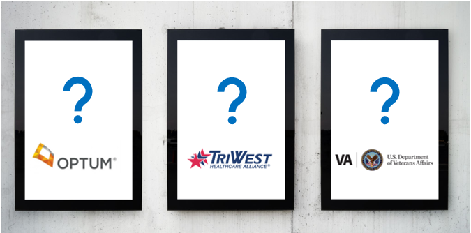 Image of Optum, TriWest and VA logos