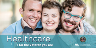Healthcare poster with three people smiling