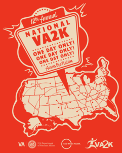 Map of the United States with arrows pointing throughout the country and the initials: VA2K