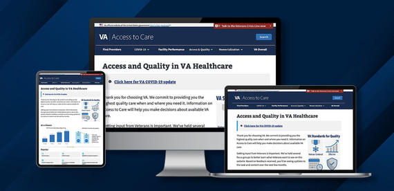 graphic of computers and tablet with access to care website on the screen