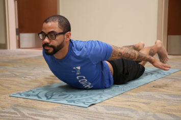 A Veteran practicing yoga for pain relief