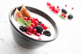 Yogurt with fruit on top