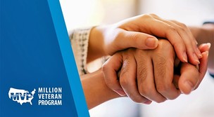 Million Veteran Program logo with image of two different hands together
