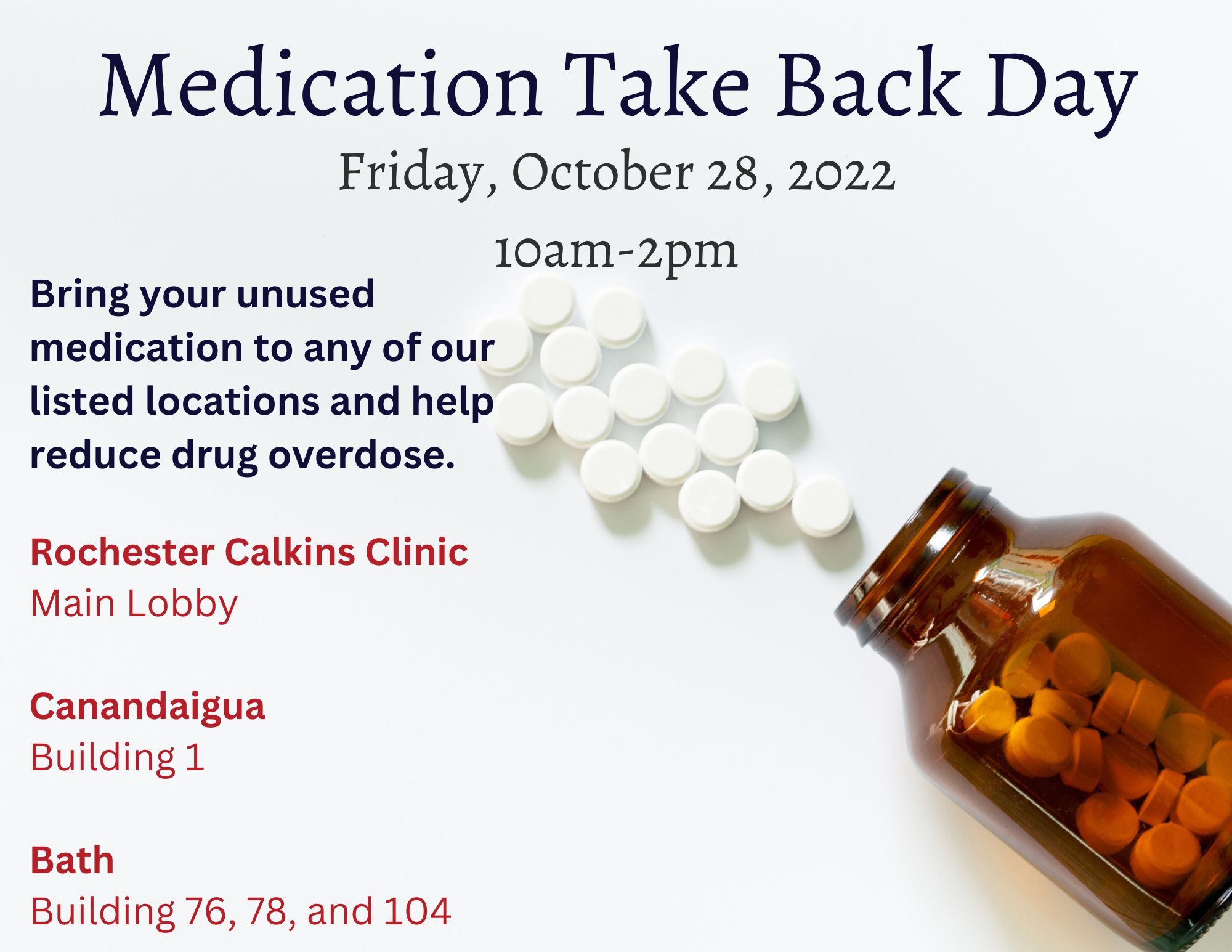 Medication Take Back Day, this Friday, 10/28 from 10am2pm