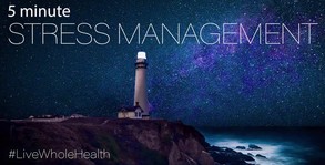 lighthouse background with an overlay text that reads 5 minute stress management