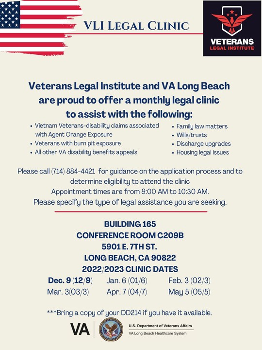 Veterans Legal Institute Legal Clinic Flyer