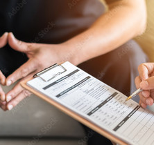 Male patient being interviewed.
