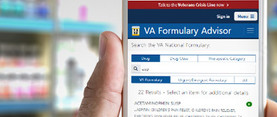 Cellphone with VA Formulary Advisor webpage.