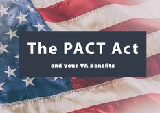 Picture of the American flag and the words "The PACT Act and your VA benefits"