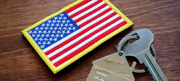 V A Housing homeless Veterans - House key ring with U.S. flag patch.