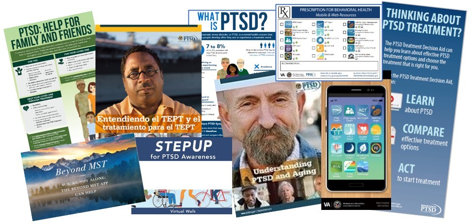 Collage of PTSD print materials available from the Government Publishing Office