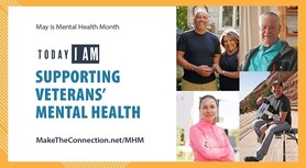 Mental Health Month graphic with photos