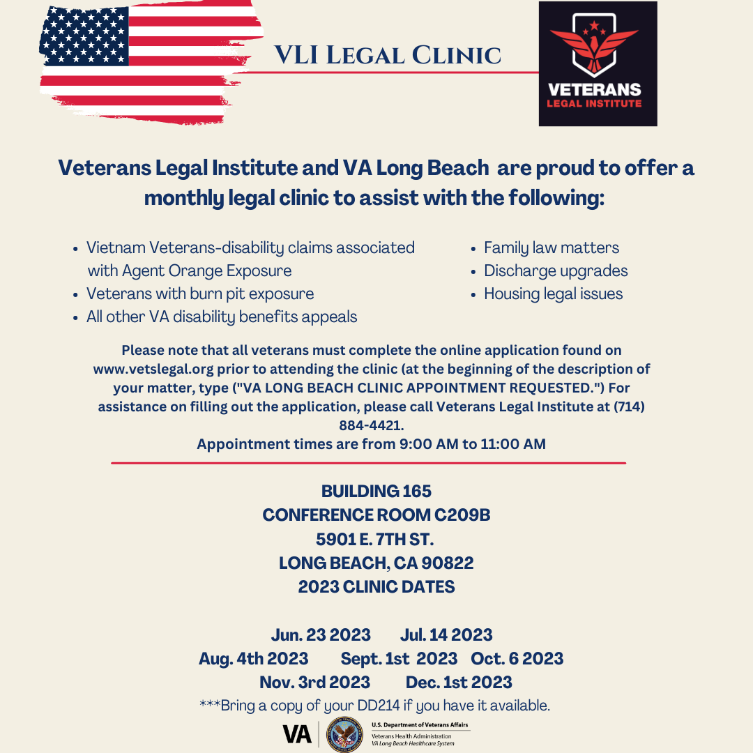 Veterans Legal Institute Legal Clinic Flyer