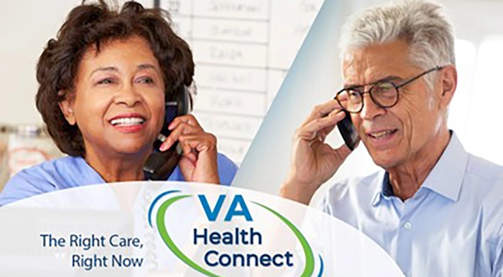 Health Connect graphic with man and woman on phones