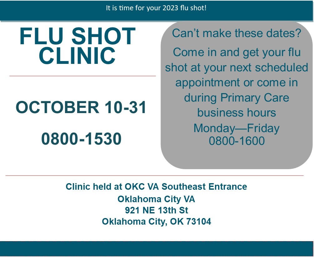 Flu Shot Clinic October 10th to 31st.