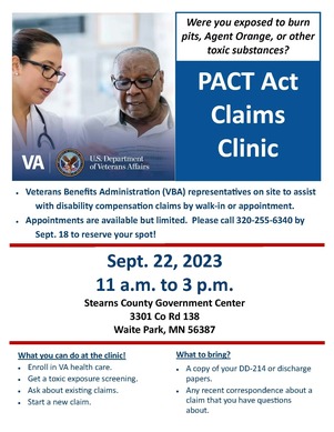 Claims Clinic - September 22, 2023, 11 a.m. to 3 p.m. flyer 