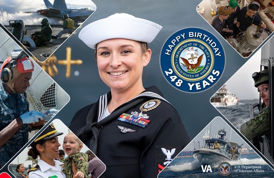 Happy Birthday Navy Graphic with female sailor