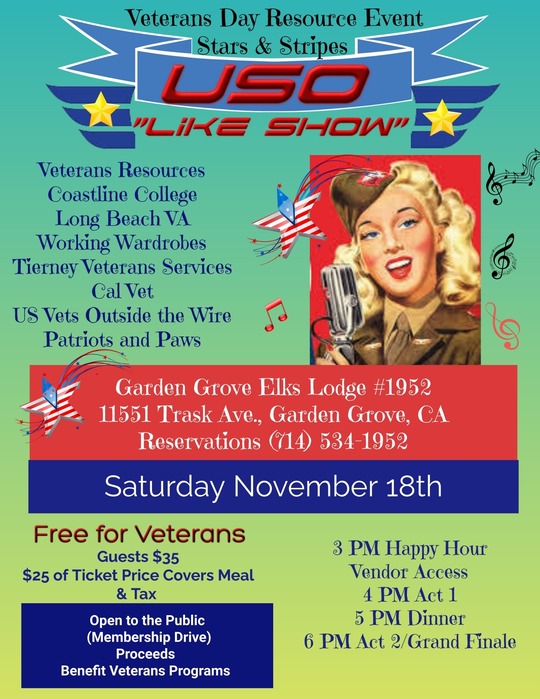 Garden Grove Elks Lodge #1952 Vets Day Event