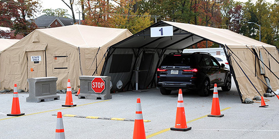 Drive thru vaccine tent