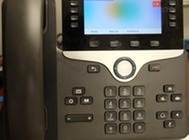 A black desk phone