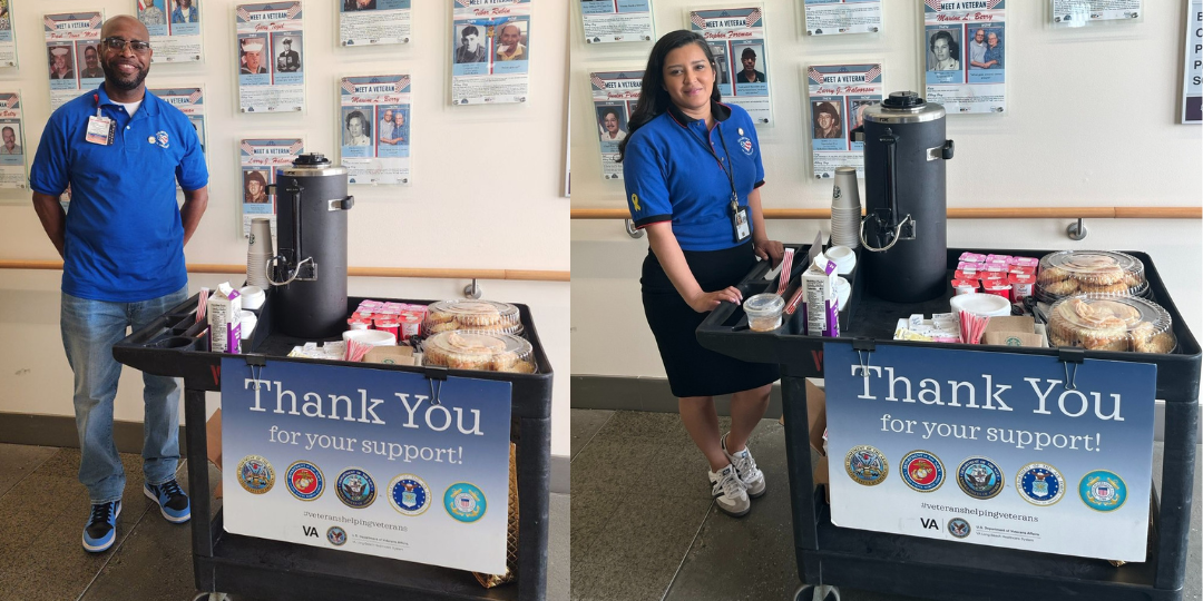 Duane Stokes and Liliana Flores of Center for Development and Civic Engagement with coffee carts