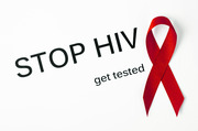 Stop HIV get tested with red ribbon