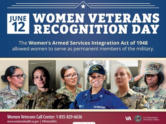 Women Veterans Recognition Day graphic with six women of differing backgrounds