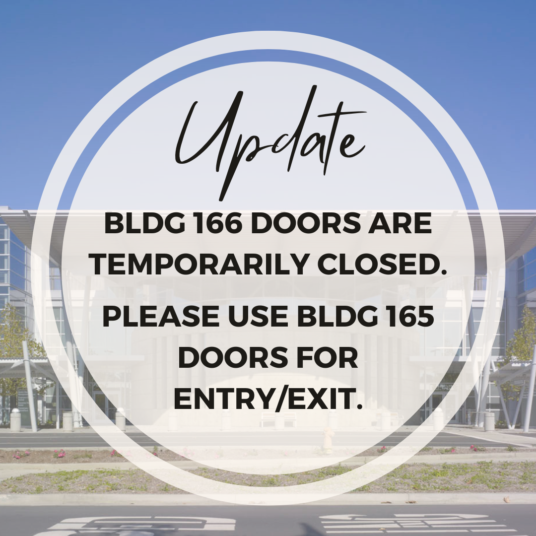 Announcement about bldg 166 doors being closed temporarily