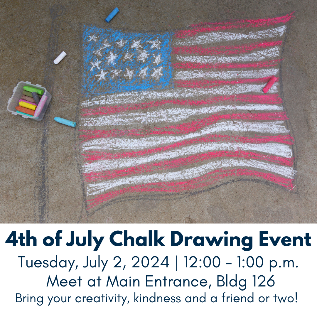 Chalk Drawing Event graphic of chalk and American flag drawn in chalk