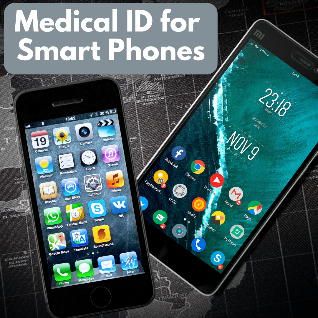 Two cell phones with text information 