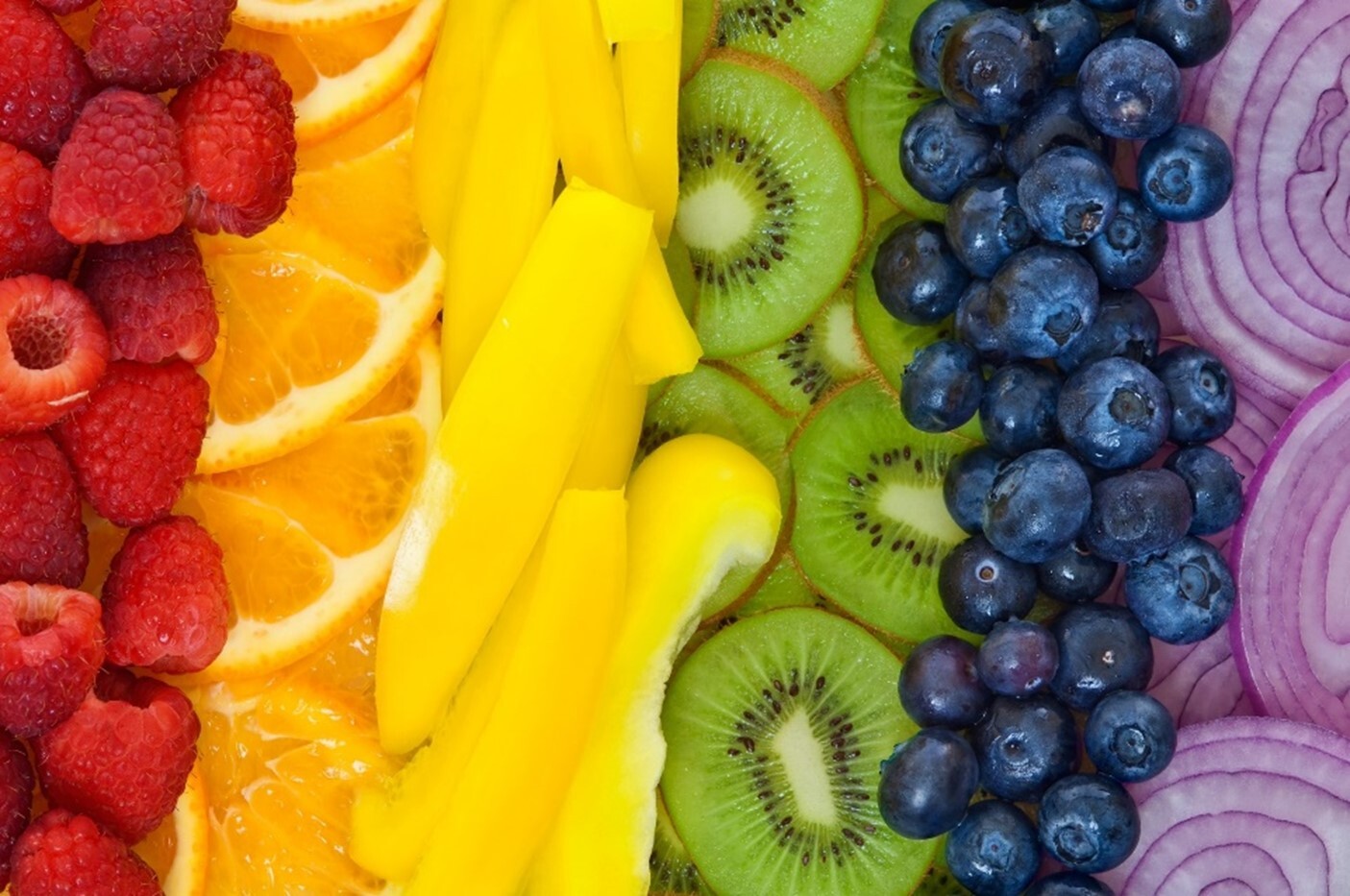 Colorful array of fruits.