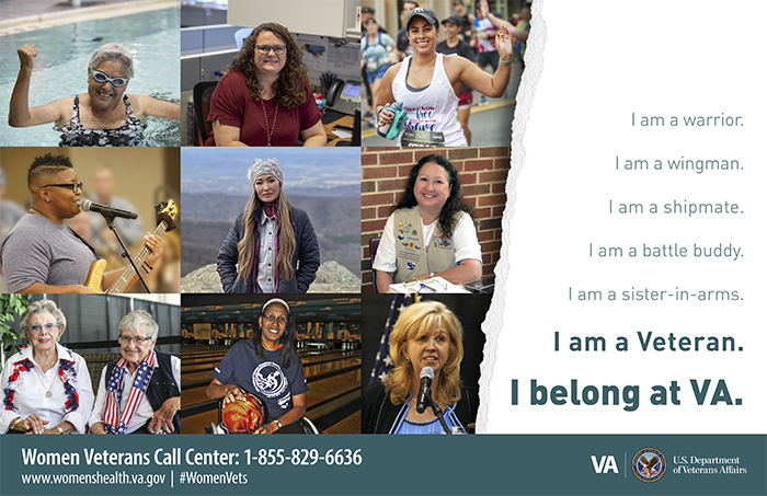 I belong at VA. Collage of women Veterans living their best life.