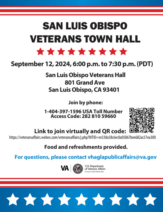San Luis Obispo Veterans Town Hall Flyer