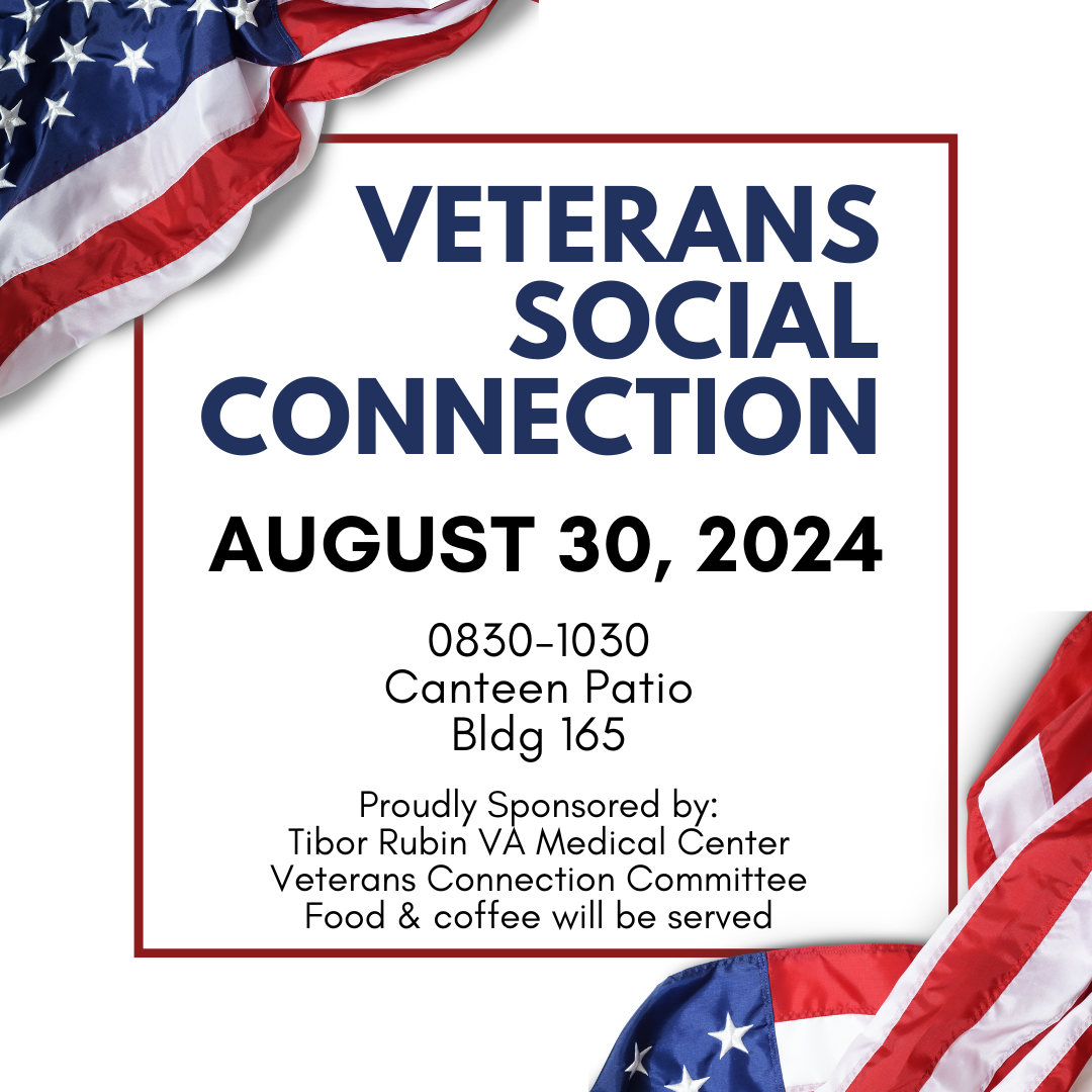 Veterans Social Connection graphic with American flag and text about the event