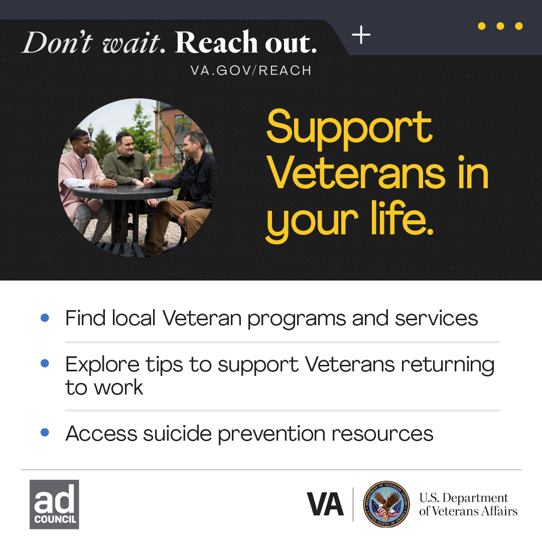 List of support resources for Veterans in your life.