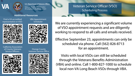 Veteran Service Officer Scheduling Update